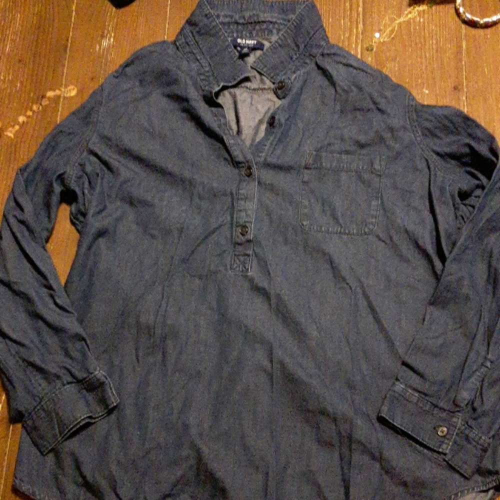 Men's Faux-Denim Button Up